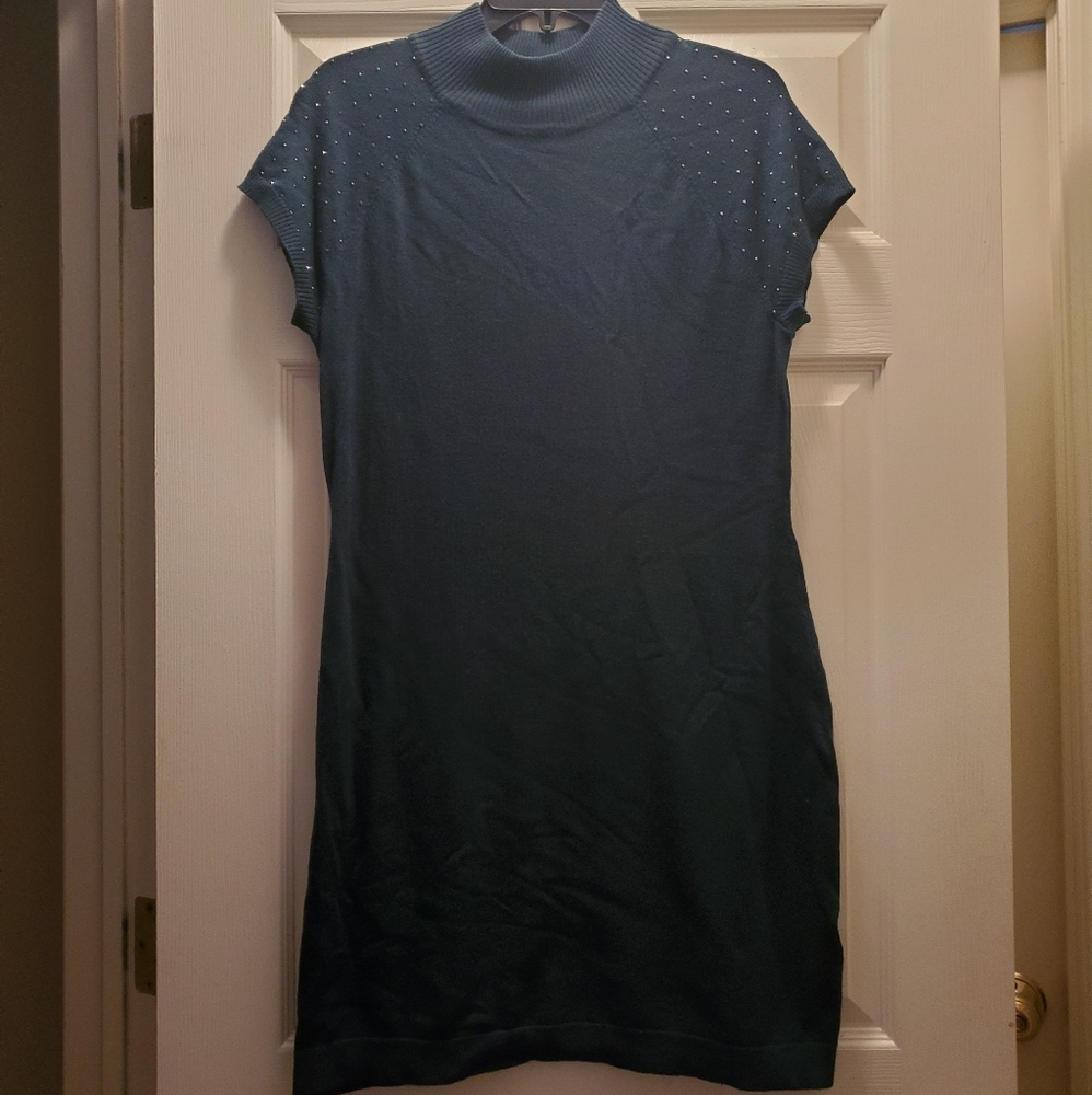 Dark Green Mock Turtle Neck Sweater Dress